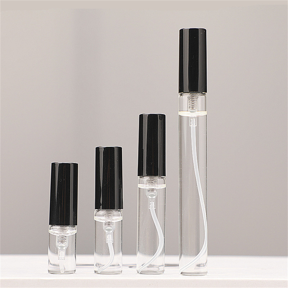 Perfume Fragrance House - ขวดสเปรย์น้ำหอมเปล่าขนาดเล็กแบบพกพา5ชิ้น2มล./3มล./5มล./10มล. ขวดเครื่องสำอางตัวอย่างขวดเติมได้ฟรีเครื่องมือบรรจุ