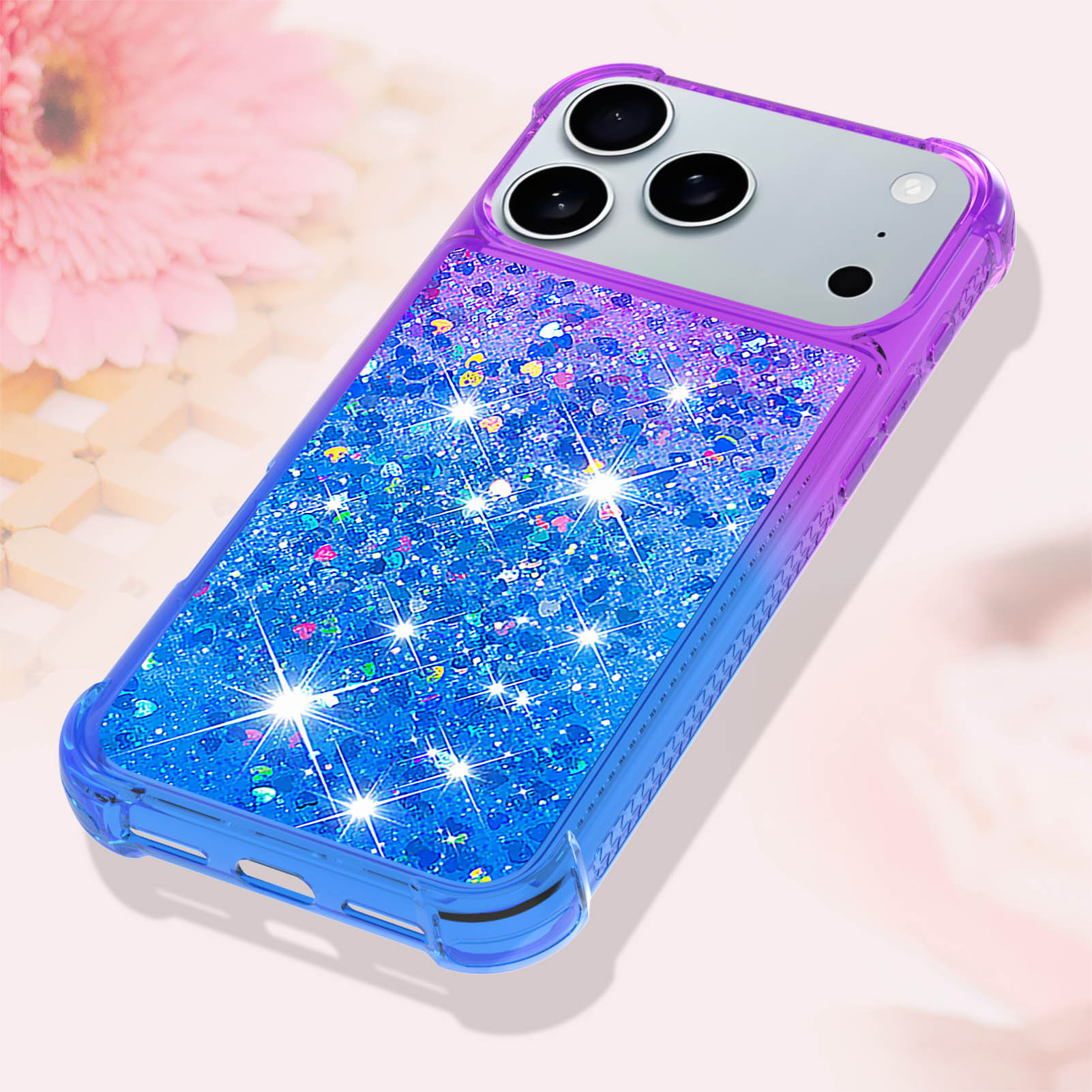 Fragance X - เคสโทรศัพท์แบบไล่สีวิบวับ กลิตเตอร์ ควิกแซนด์ สำหรับ iPhone 17