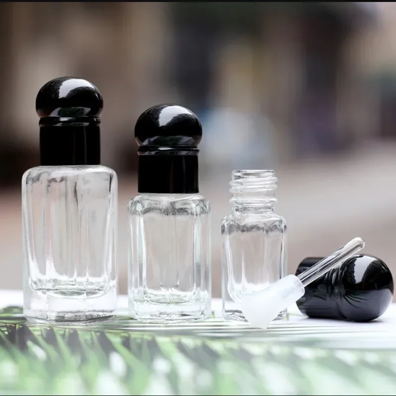 Perfume Fragrance Essence - 3ml 6ml 12ml มินิขวดน้ําหอมแก้วเปล่าสีดํา Dropper ขวดน้ํามันหอมระเหยขวดสติกเกอร์แก้วขายส่ง